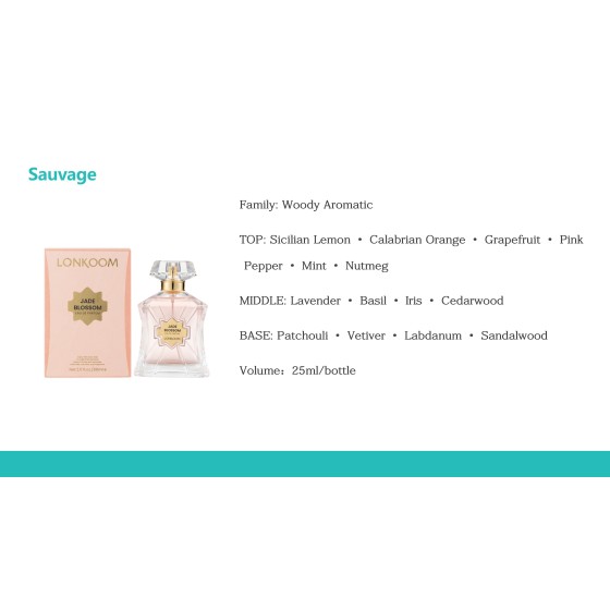 LONKOOM JADE BLOSSOM Perfume 25ml, Woody Aromatic Long‑Lasting Eau De Parfum Spray